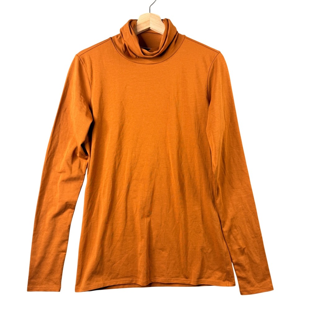 Peruvian Connection Womens Burnt Orange Pima Cotton Turtleneck Top Shirt Medium